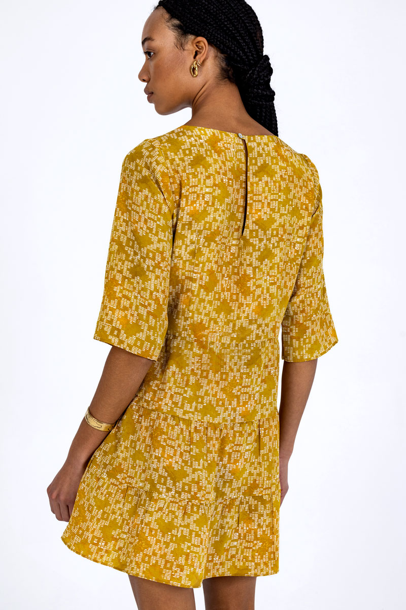 Silk Sleeved Mini Dress