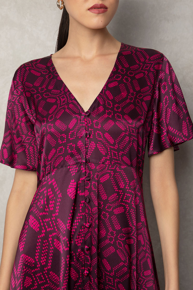 Short-Sleeved Maxi Silk Dress