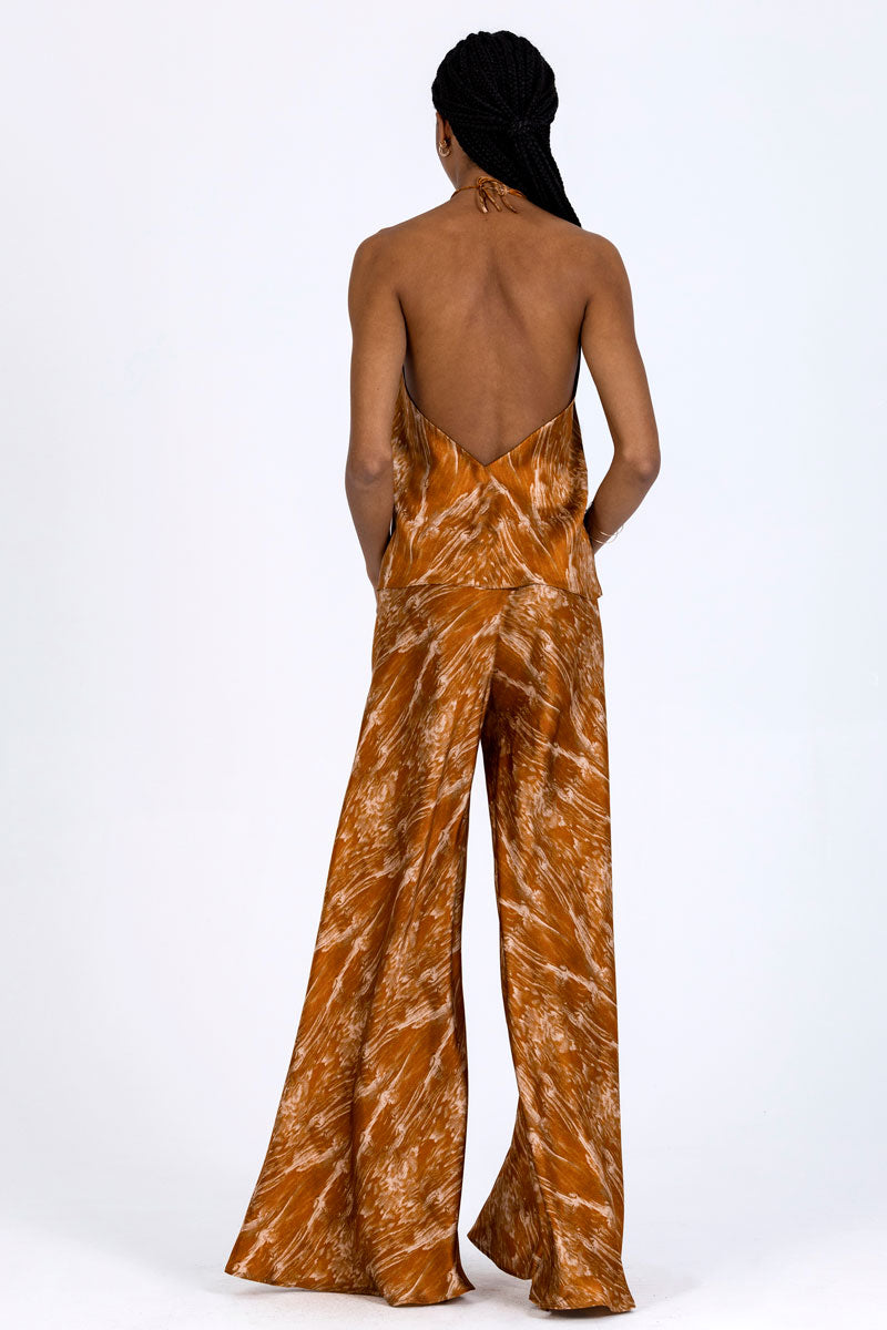 Silk Flared Palazzo Pants