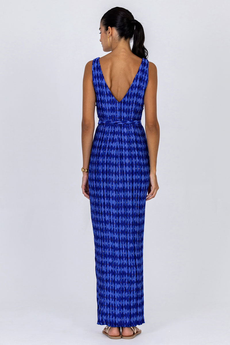 Plissé Belted Tube Dress