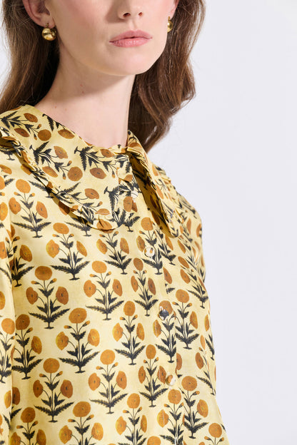 Silk Frilled Collar Shirt