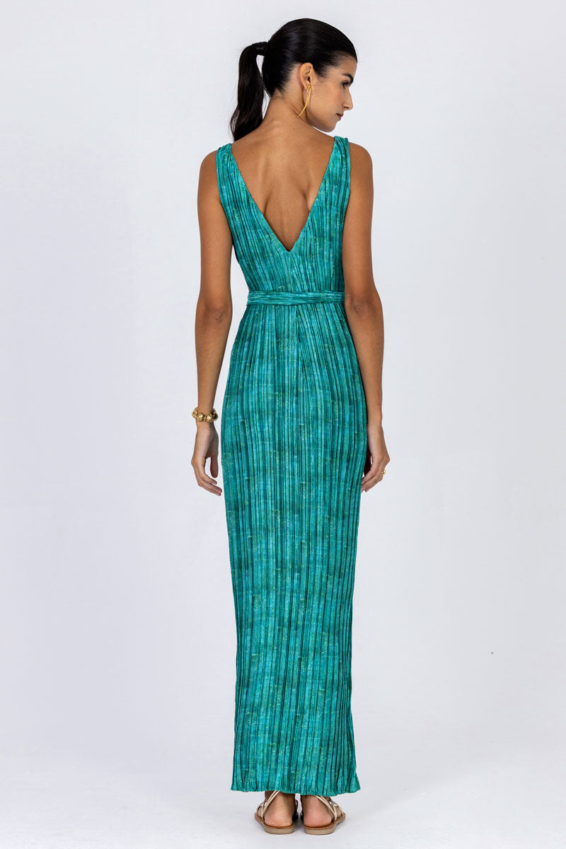 Plissé Belted Tube Dress