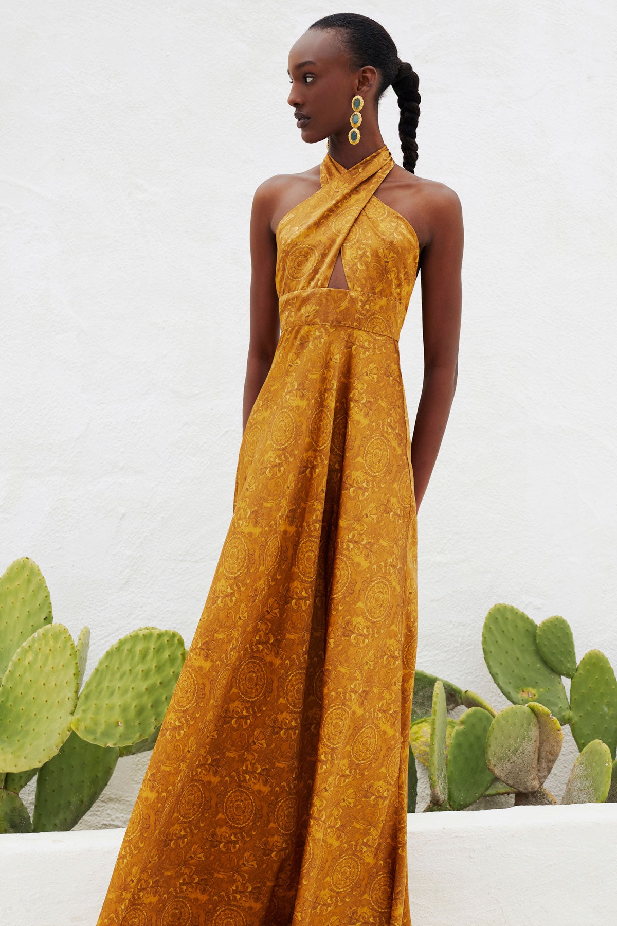 Silk Halterneck Maxi Dress