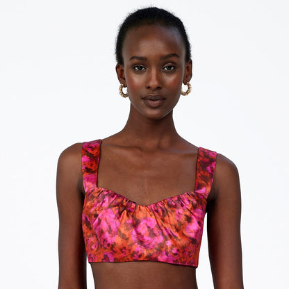 Silk Gathered Crop Top
