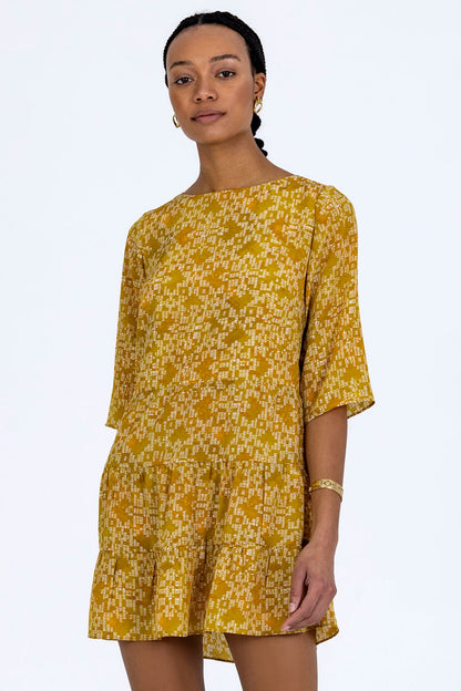 Silk Sleeved Mini Dress