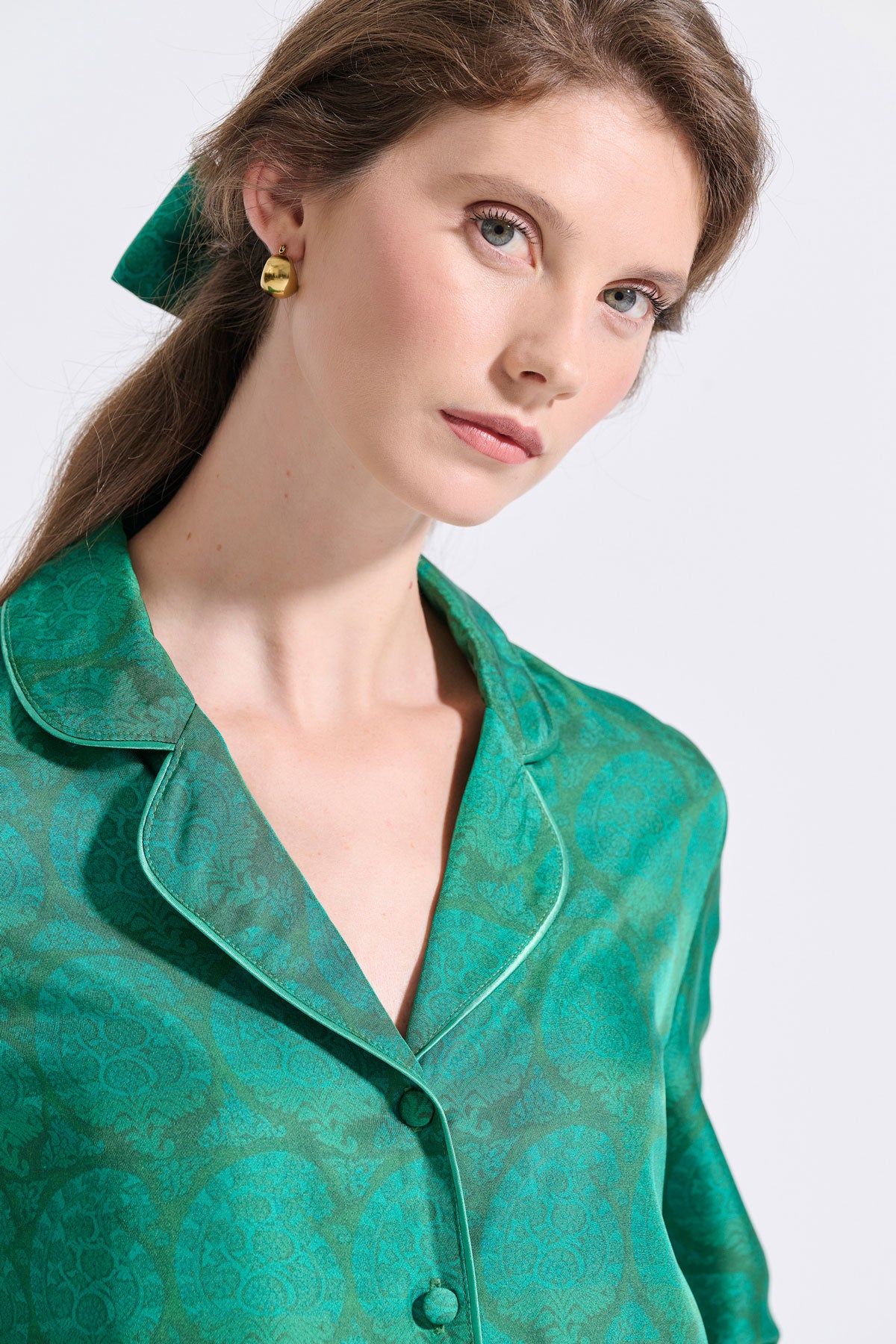 Silk Shirt with Piping