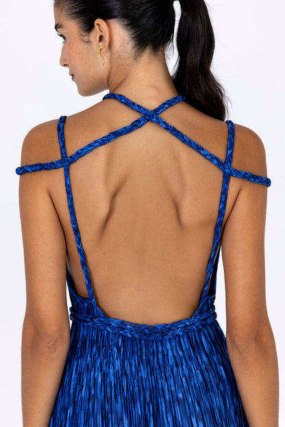 Braided Plissé Dress