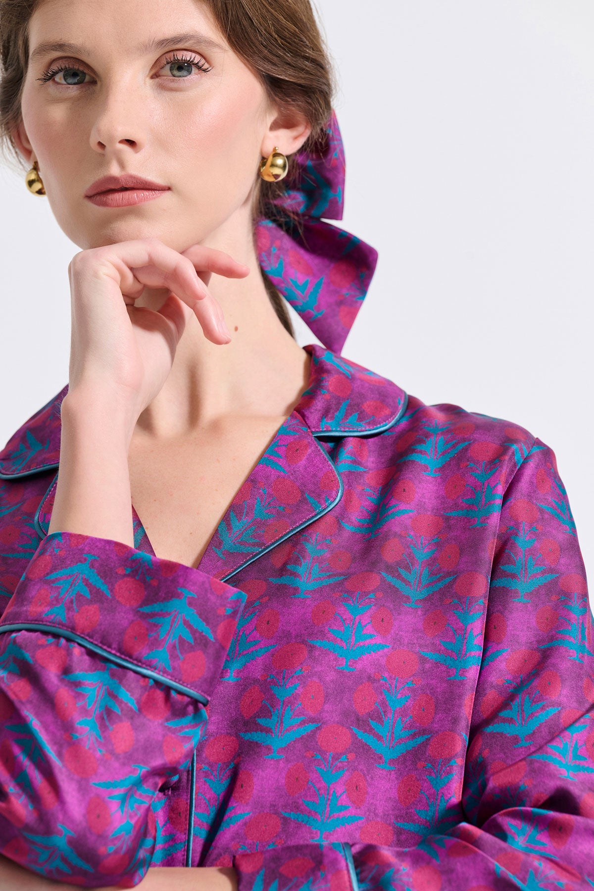 Silk Shirt with Piping