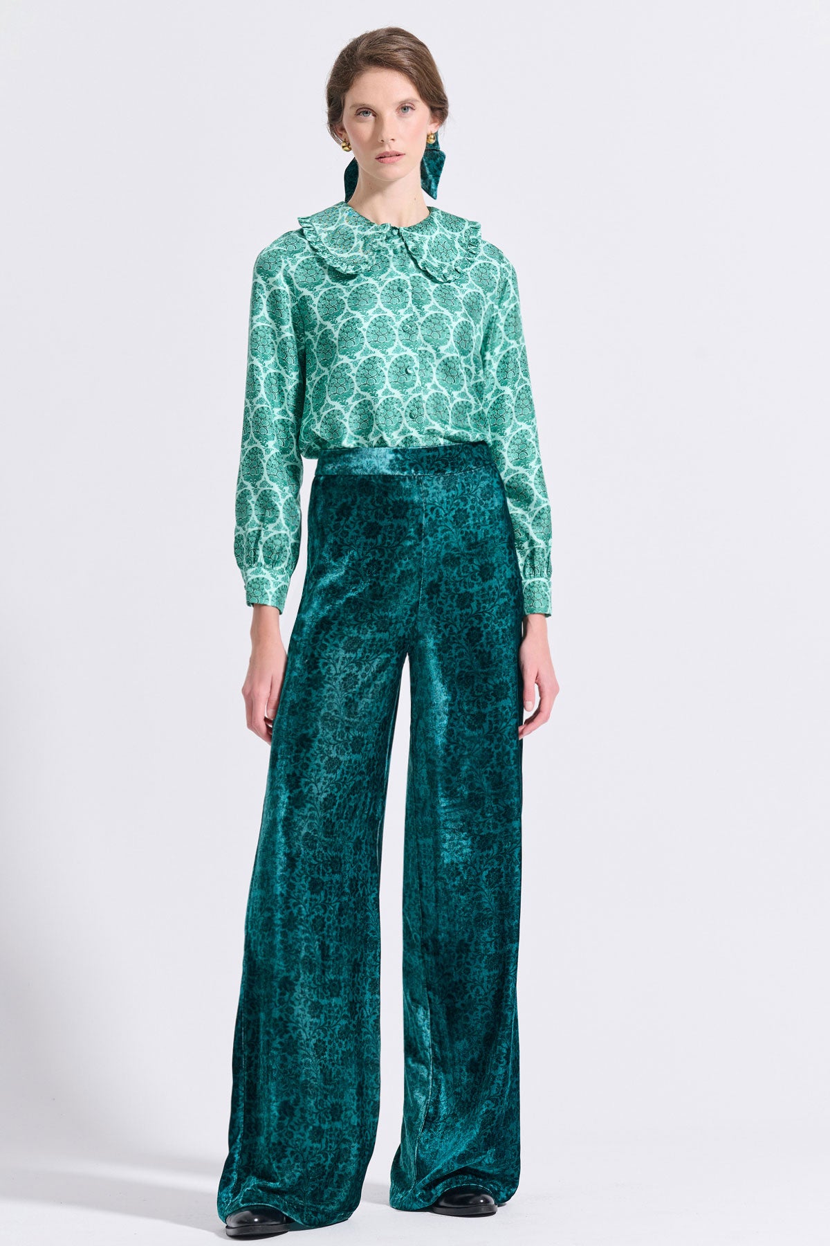 Silk Frilled Collar Shirt