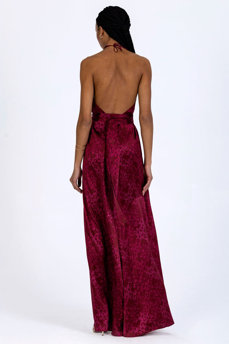 Silk Crossover Halterneck Dress