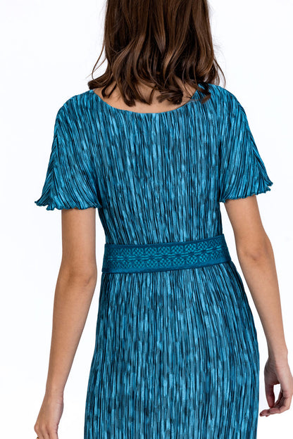 Sleeved Plissé Dress