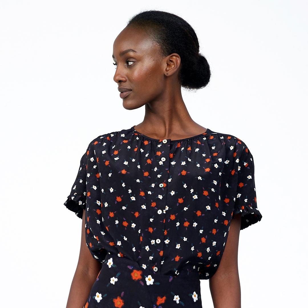 Silk Short Sleeved Blouse