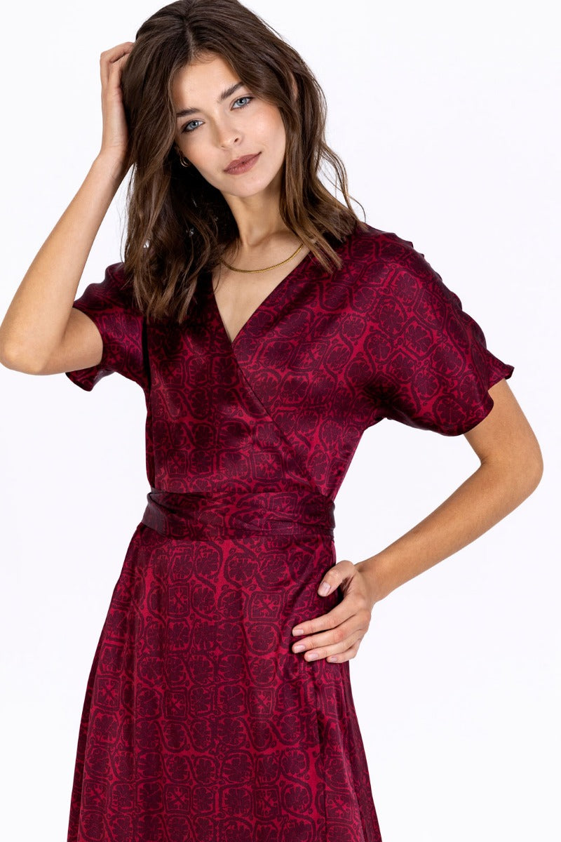 Silk Sleeved Wrap Dress