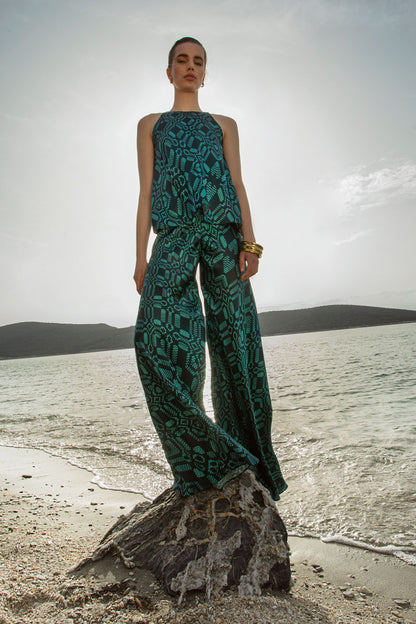 Silk Flared Trousers