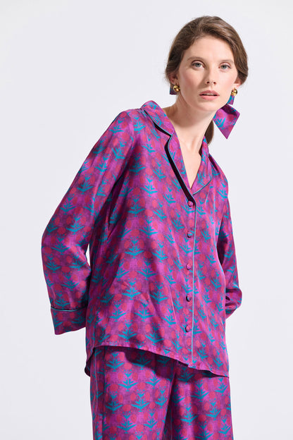 Silk Shirt with Piping