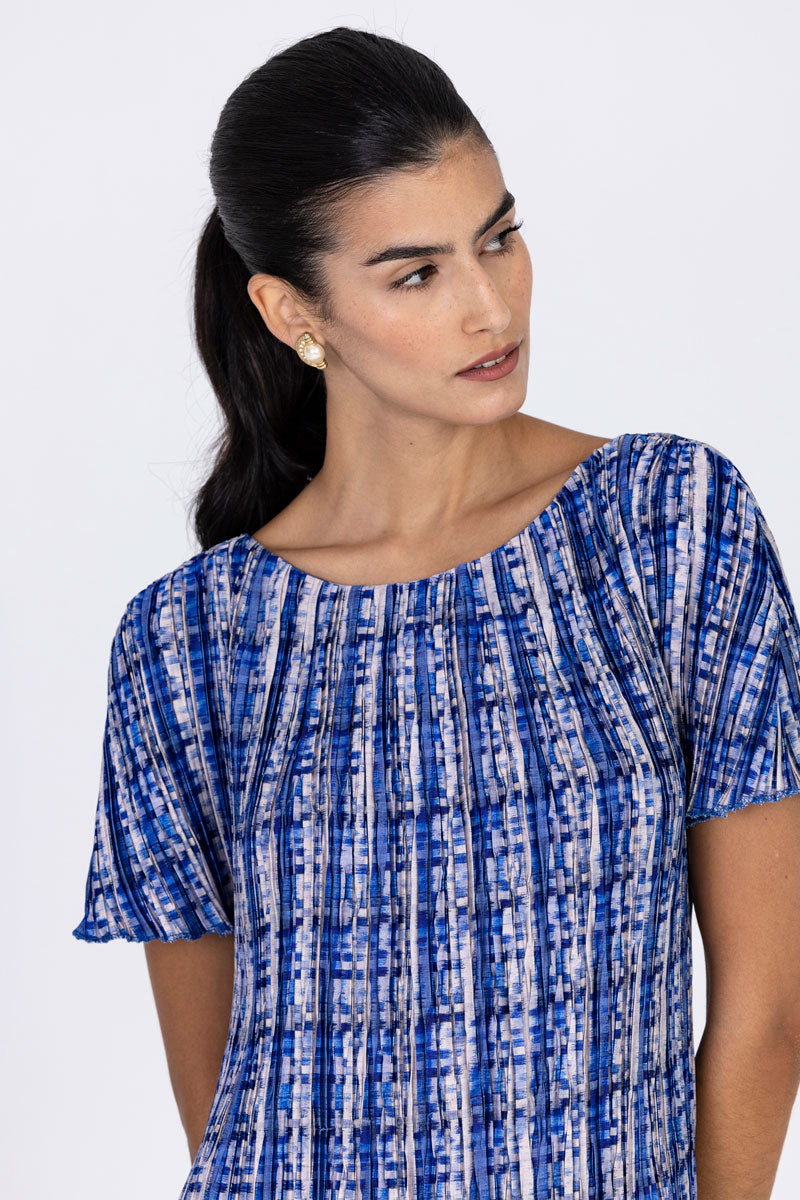 Sleeved Plissé Dress