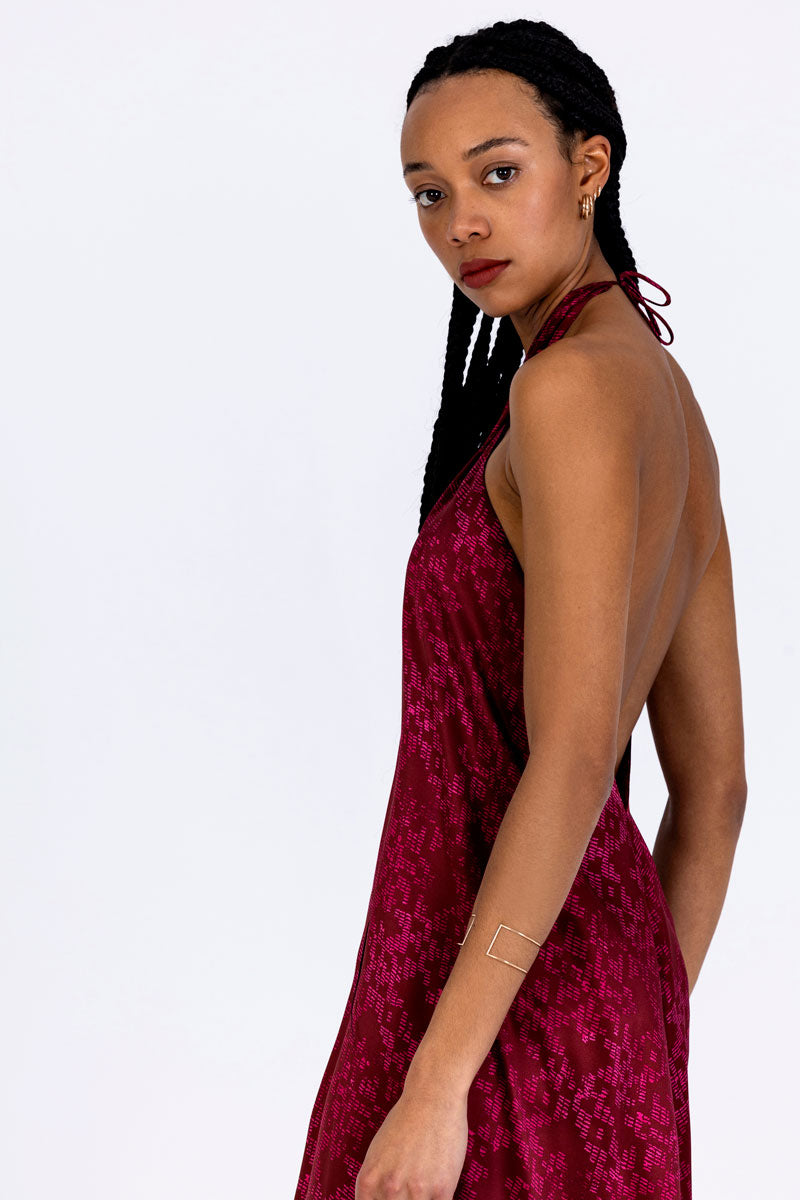 Silk Crossover Halterneck Dress