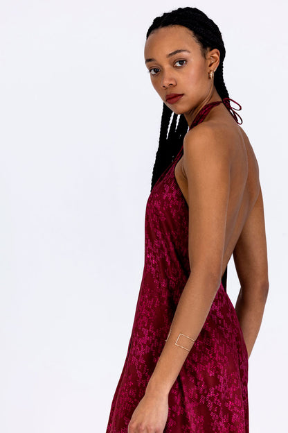 Silk Crossover Halterneck Dress