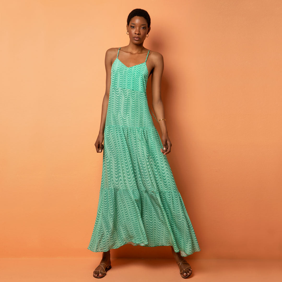 Adjustable-Strap Silk Dress