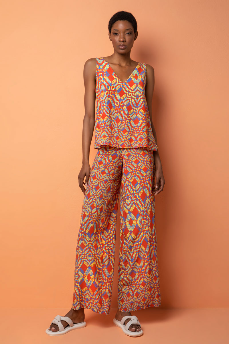 V-Neck Sleeveless Silk Top