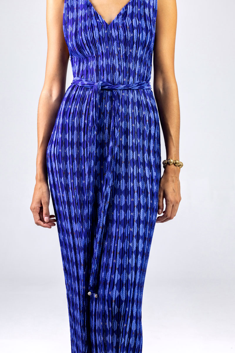 Plissé Belted Tube Dress