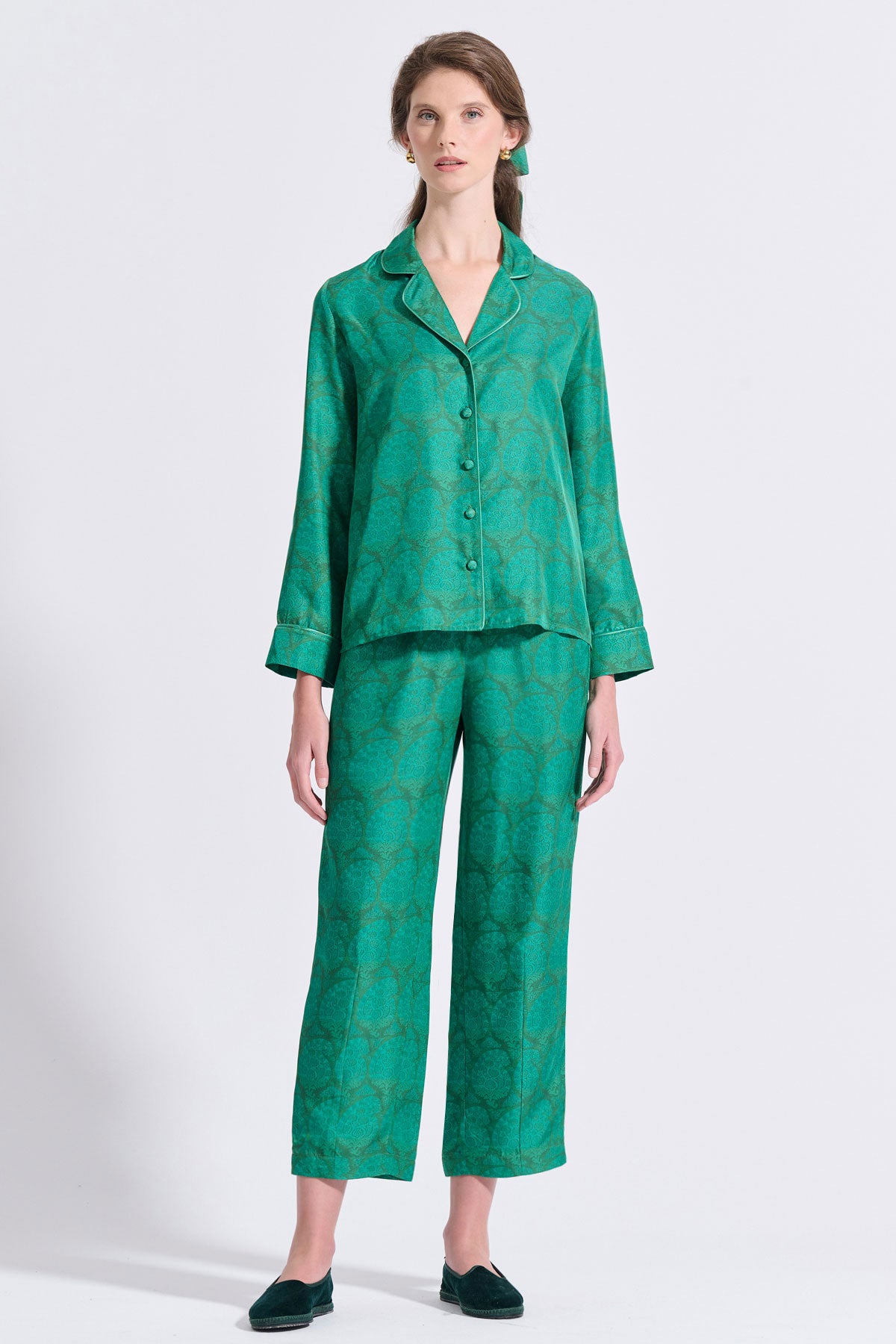 Silk Shirt with Piping