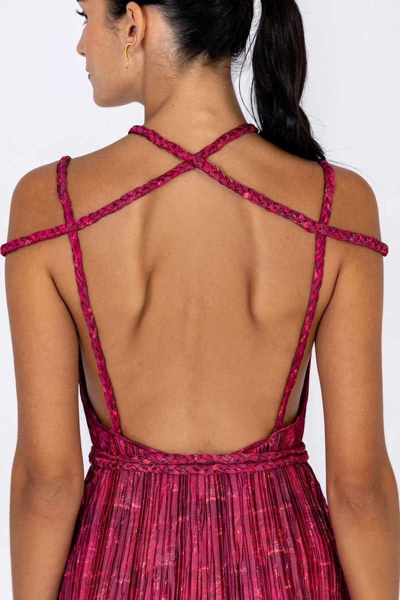 Braided Plissé Dress