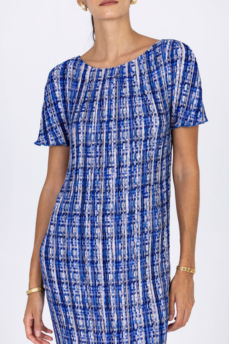 Sleeved Plissé Dress