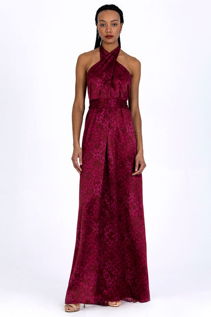 Silk Crossover Halterneck Dress