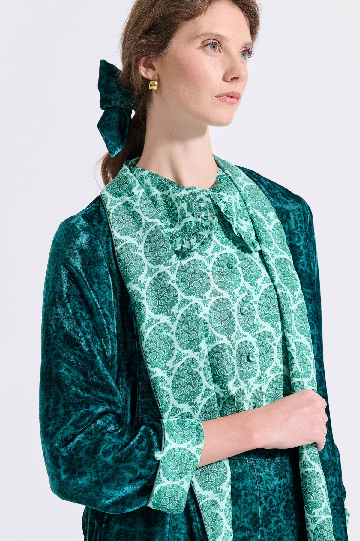 Silk Frilled Collar Shirt