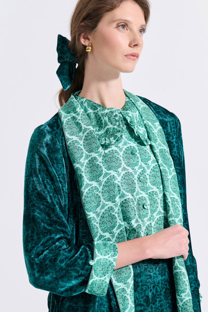Silk Frilled Collar Shirt