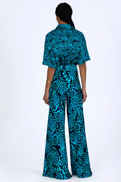 Silk Flared Palazzo Pants