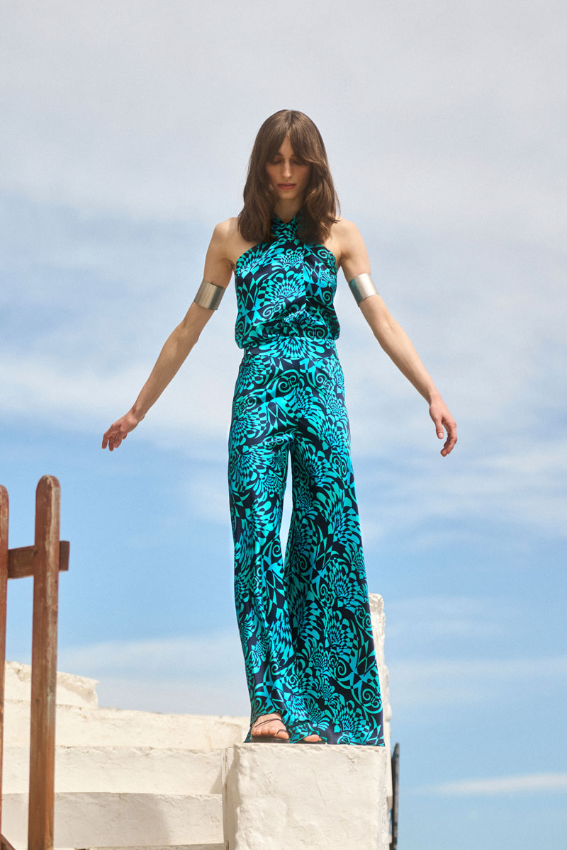 Silk Crossover Halterneck Top