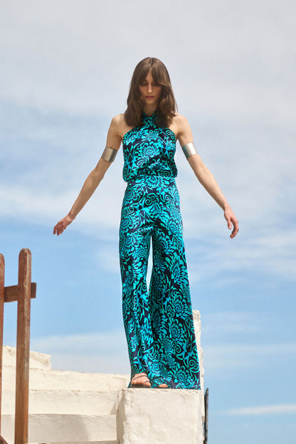 Silk Crossover Halterneck Top