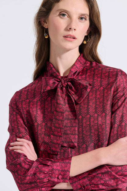 Silk Bow Tie Shirt