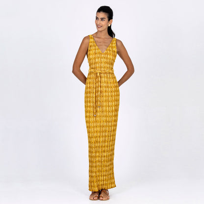 Plissé Belted Tube Dress