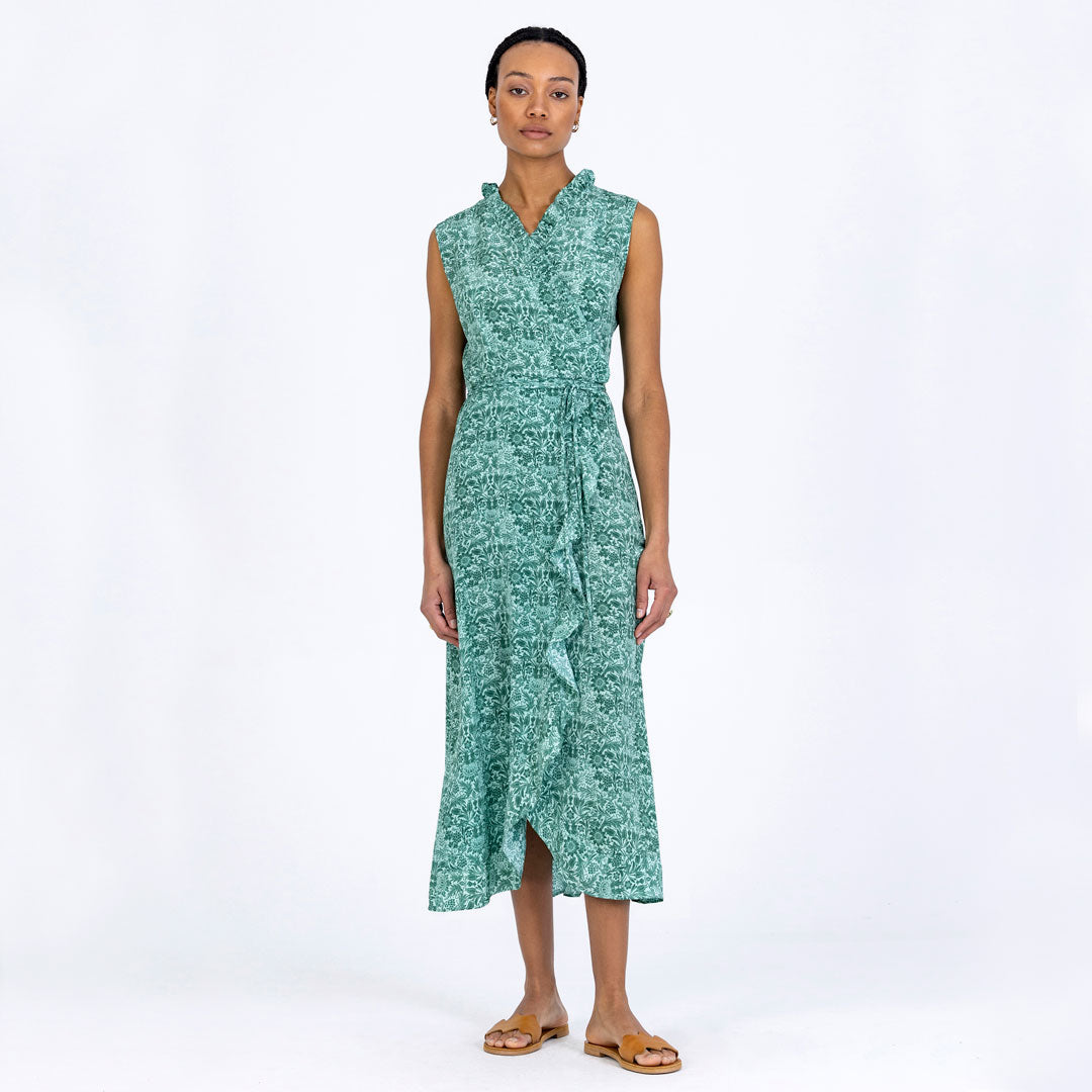 Silk Frilled Wrap Dress