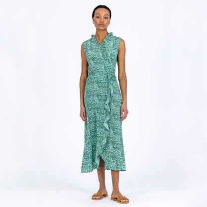 Silk Frilled Wrap Dress