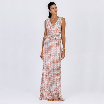 Ruffle Waist Plissé Dress