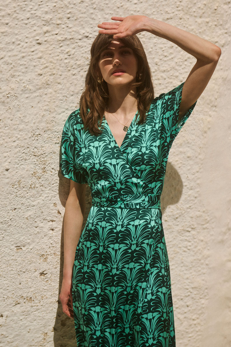 Silk Sleeved Wrap Dress