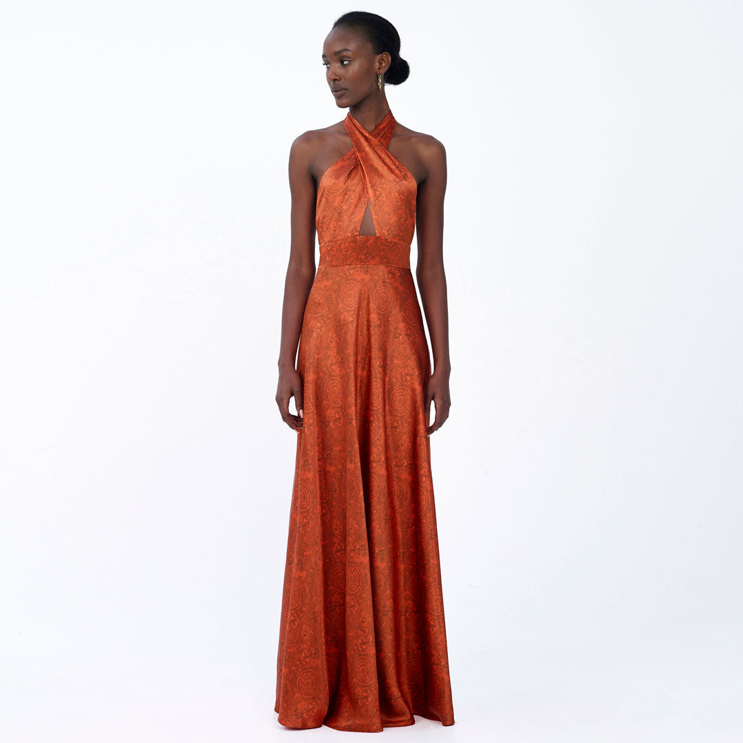 Silk Halterneck Maxi Dress