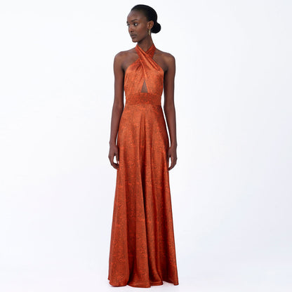Silk Halterneck Maxi Dress