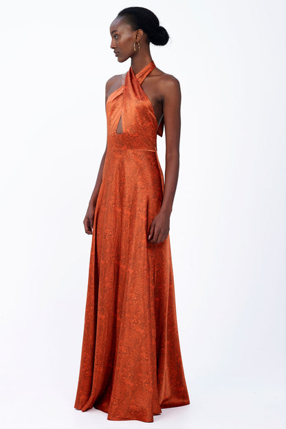 Silk Halterneck Maxi Dress