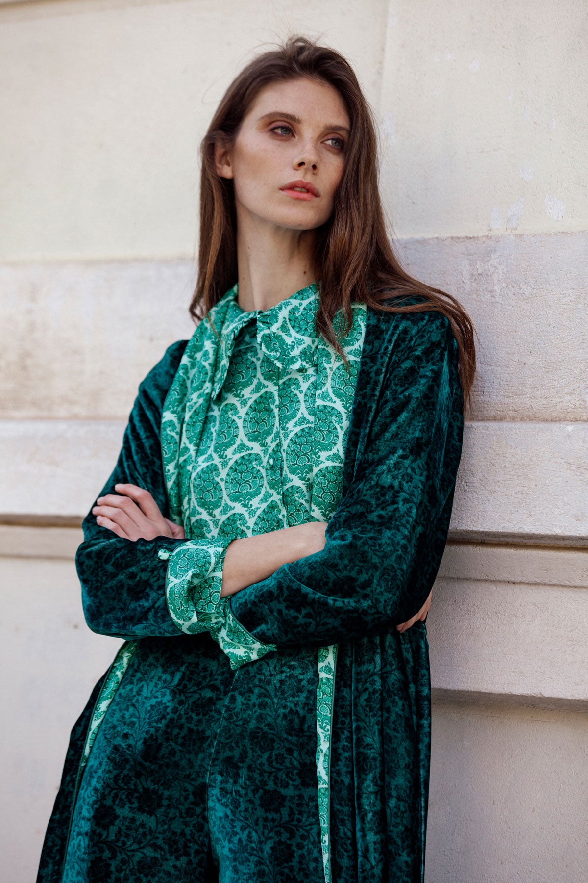 Silk Frilled Collar Shirt