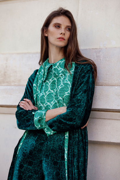 Silk Frilled Collar Shirt