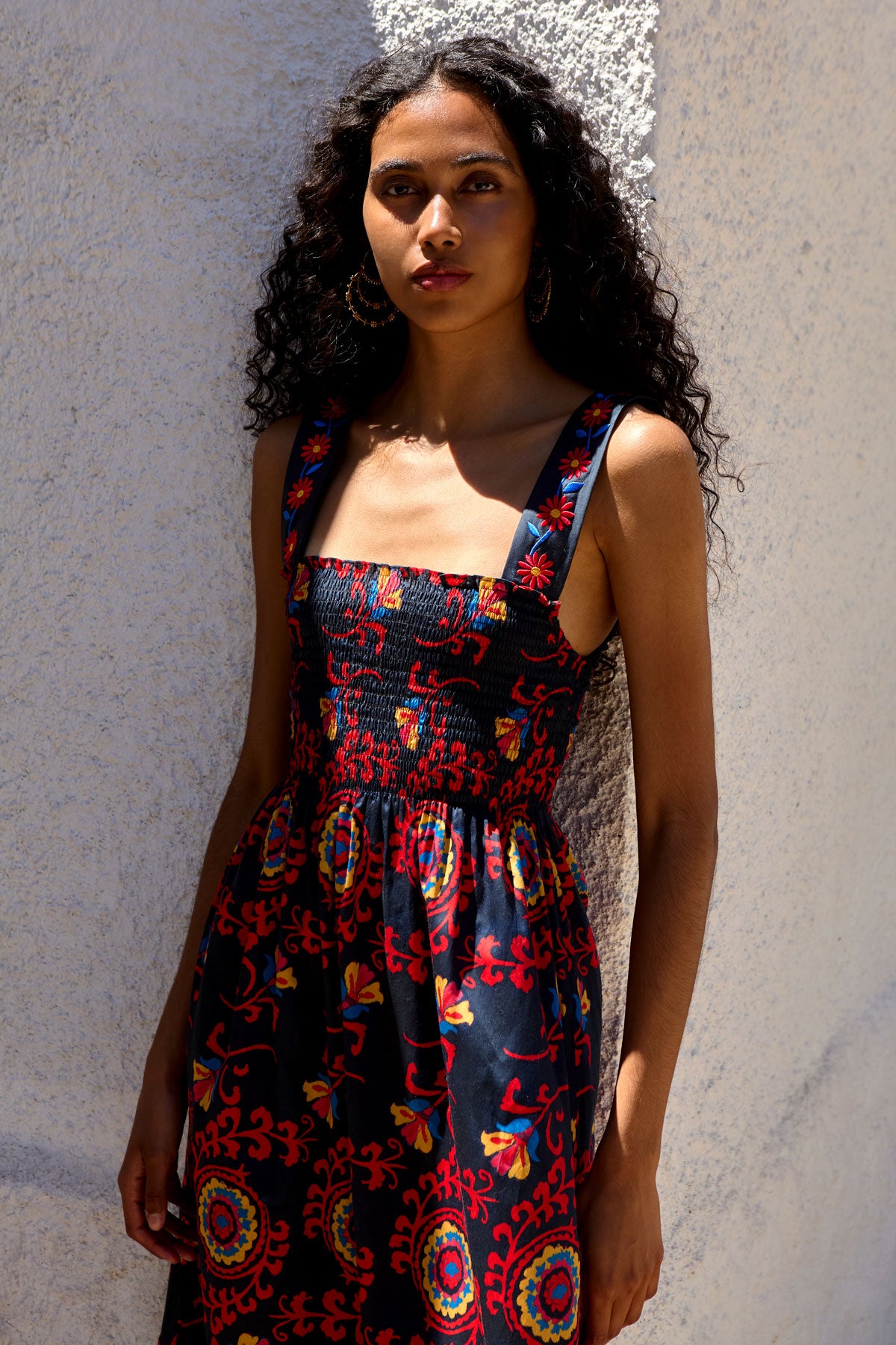 Smocked Dress with Embroidery