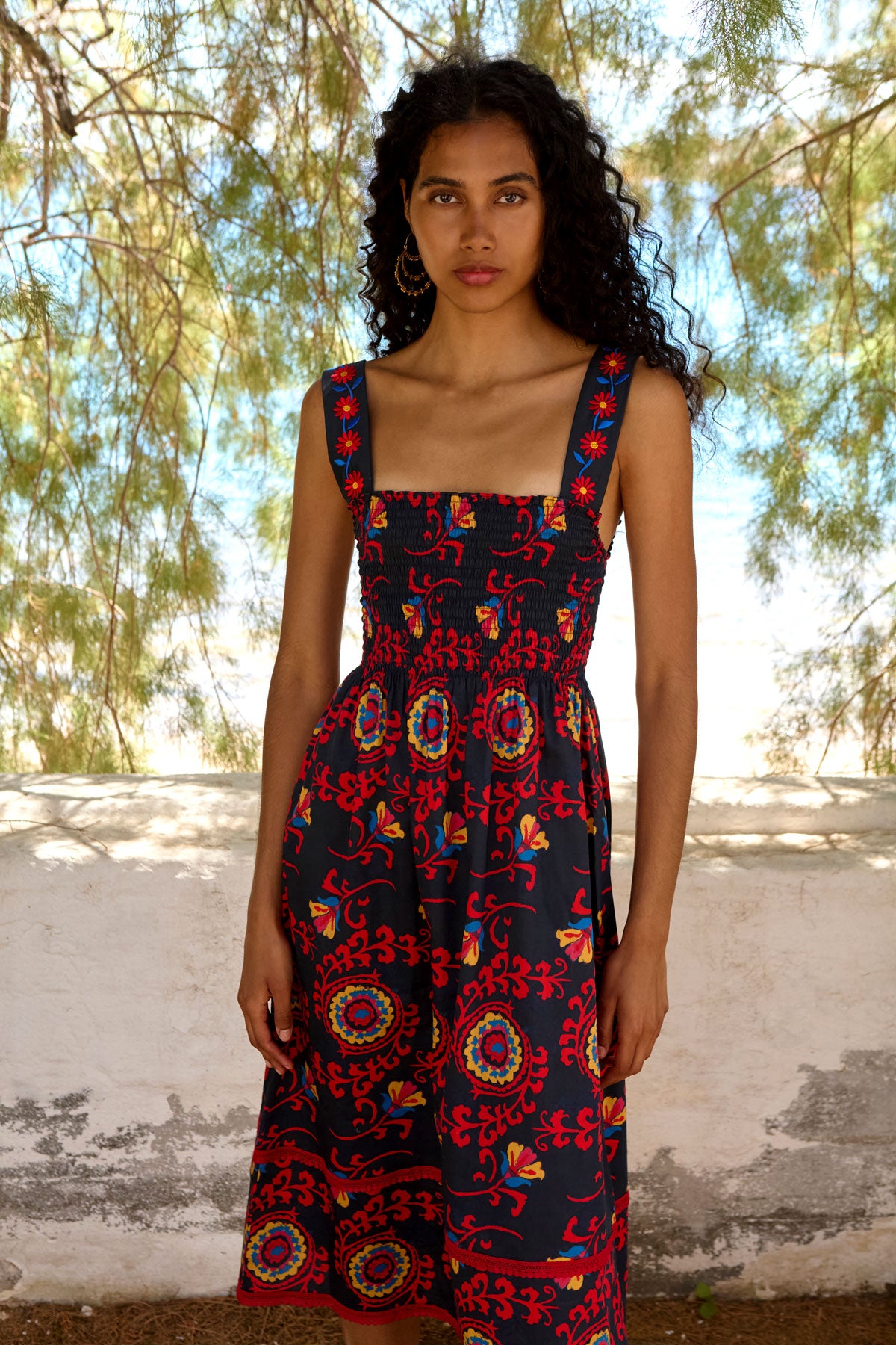 Smocked Dress with Embroidery