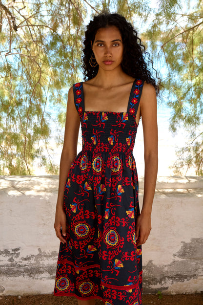 Smocked Dress with Embroidery