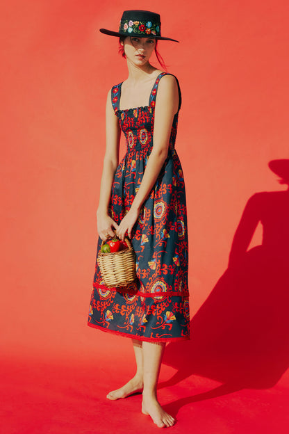 Smocked Dress with Embroidery