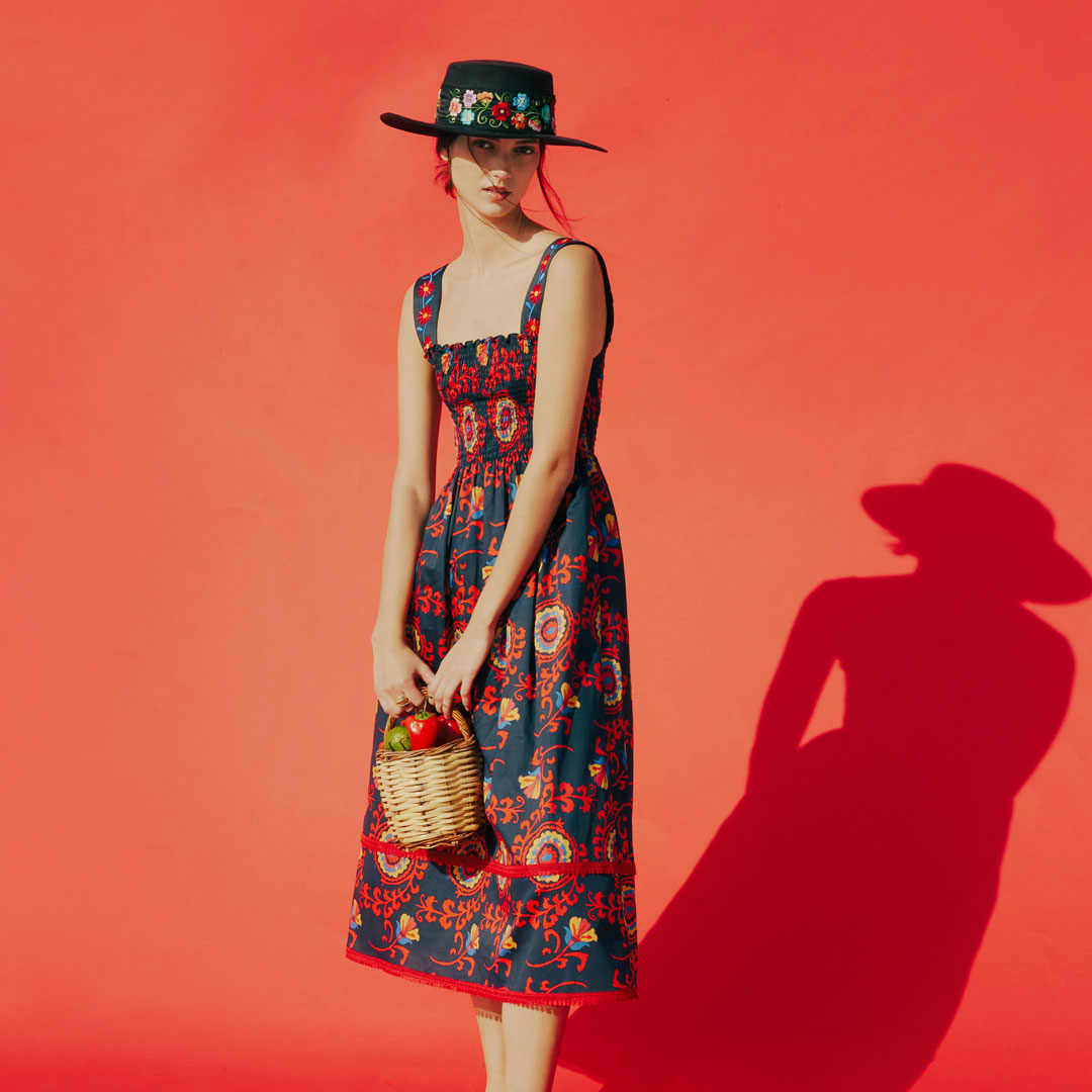 Smocked Dress with Embroidery